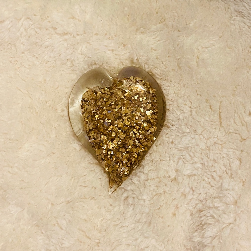 SOLD Gallery Gold Flakes and Glass Paperweight